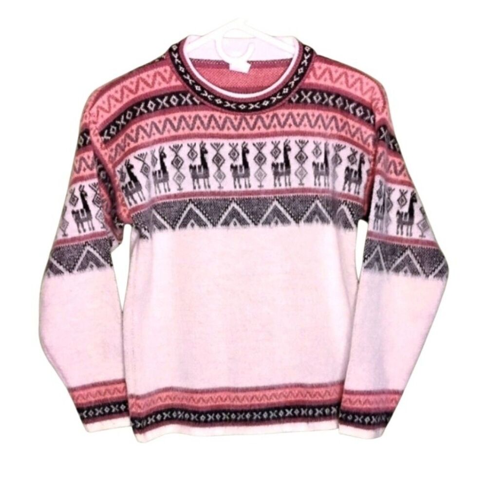 Andino Knit Alpaca Wool Sweater Youth Girls Sz 10Crew Neck Long Sleeve